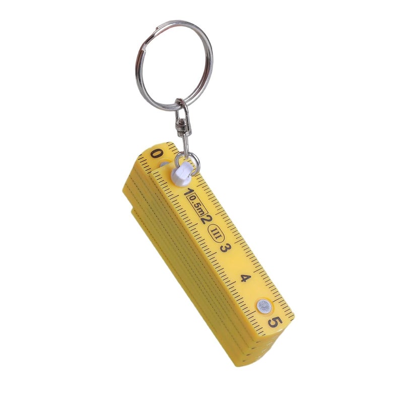Yellow Multifunction Folding Ruler Keychain 10 Fold Portable Travel Student Professional - Image 5