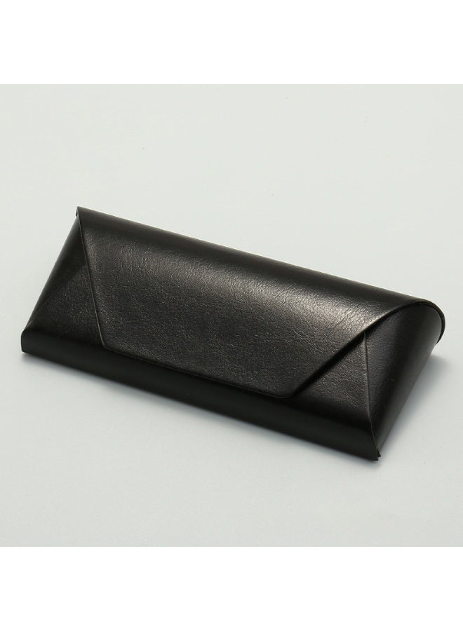 Black Vintage Leather Glasses Case, Handmade Cowhide Eyeglasses Pouch, Portable Pressure-Resistant Sunglasses Case - Image 2
