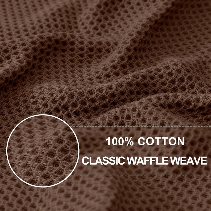 Homaxy 100% Cotton Waffle Weave Kitchen Dish Towels, Ultra Soft Absorbent Quick Drying Cleaning Towel, 13 x 28 Inches, 4-Pack, Coffee - Image 2