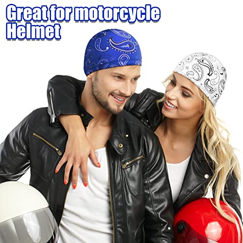 Haysandy 6 Pcs Cooling Skull Cap Motorcycle Helmet Liner Men Women Sweat Wicking Beanie Bicycle Running Cap Head Wrap(Lively Style) Multicoloured - Image 3