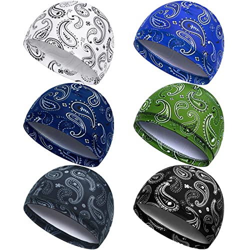 Haysandy 6 Pcs Cooling Skull Cap Motorcycle Helmet Liner Men Women Sweat Wicking Beanie Bicycle Running Cap Head Wrap(Lively Style) Multicoloured - Image 1