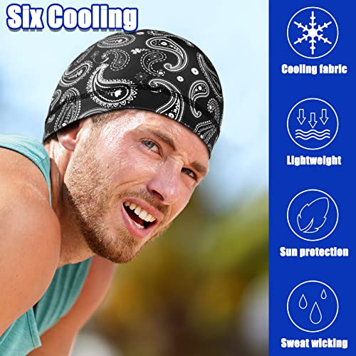 Haysandy 6 Pcs Cooling Skull Cap Motorcycle Helmet Liner Men Women Sweat Wicking Beanie Bicycle Running Cap Head Wrap(Lively Style) Multicoloured - Image 2