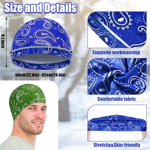 Haysandy 6 Pcs Cooling Skull Cap Motorcycle Helmet Liner Men Women Sweat Wicking Beanie Bicycle Running Cap Head Wrap(Lively Style) Multicoloured - Image 5