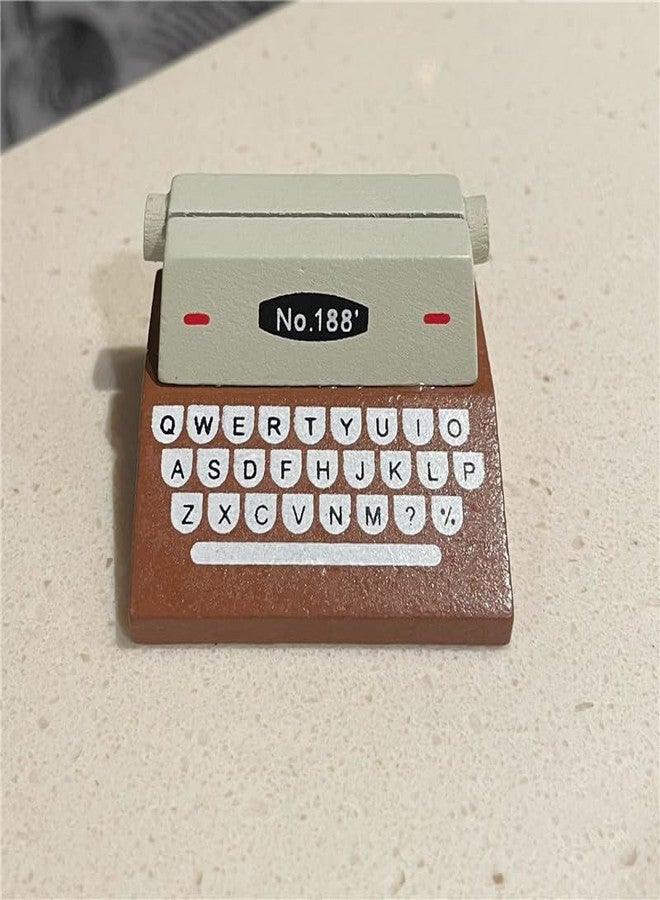 SHIDXIB 6Pcs Black and Brown Wood Typewriter Message Holder Business Card Holder Sticky Note Holder - Image 4