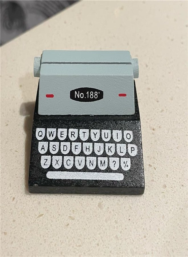 SHIDXIB 6Pcs Black and Brown Wood Typewriter Message Holder Business Card Holder Sticky Note Holder - Image 5