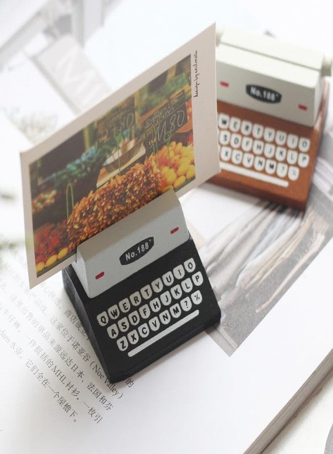SHIDXIB 6Pcs Black and Brown Wood Typewriter Message Holder Business Card Holder Sticky Note Holder - Image 3