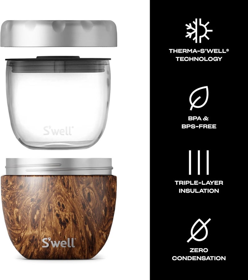 S'well Eats 2-IN-1 Nesting Food Bowls, 21.5oz, Teakwood - Image 3