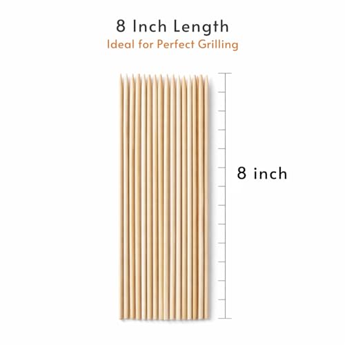 Sakoraware Natural Bamboo Wooden Skewers | BBQ Sticks Seekh (260 pcs) for Kabab Chicken Paneer Tikka Fruits Salad| Barbecue skewers for Oven Microwave Pan Grilling (8 inches, 3mm Thickness) - Image 2