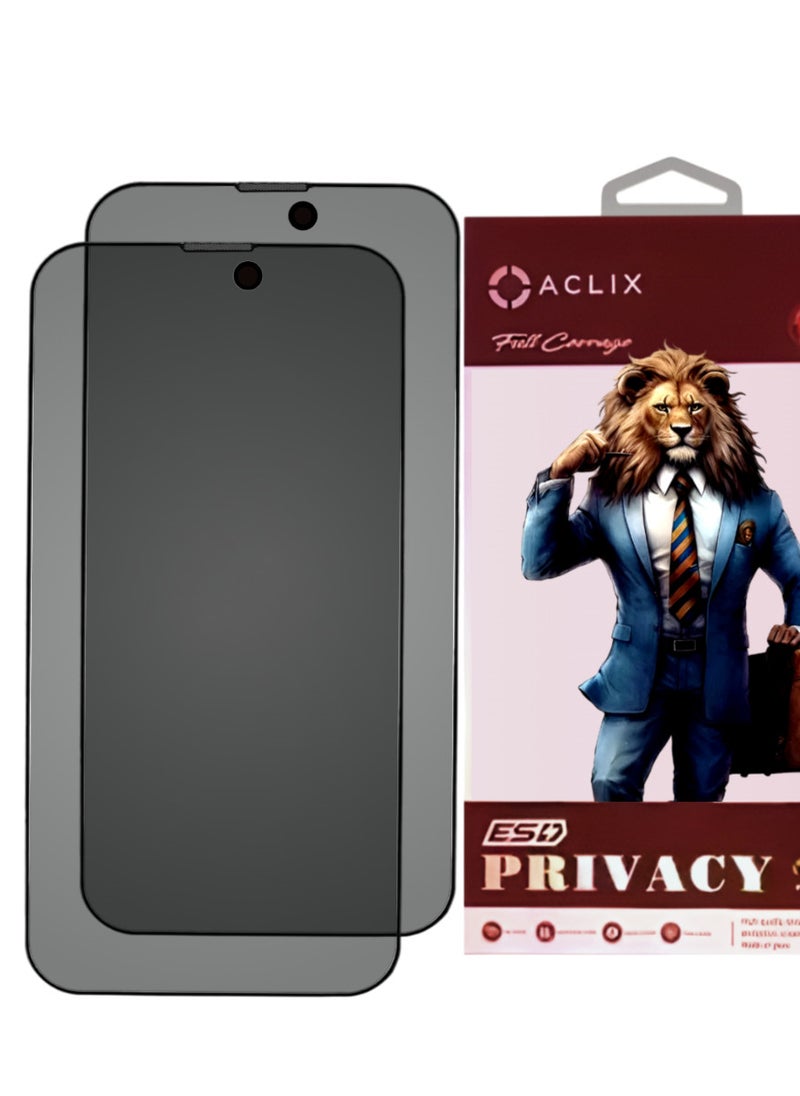 ACLIX 2 Pieces Antistatic ESD Dustproof Premium Quality High Definition Anti-Spy Privacy Tempered Glass Screen Protector Designed For  iPhone 15 Pro Max - Image 1
