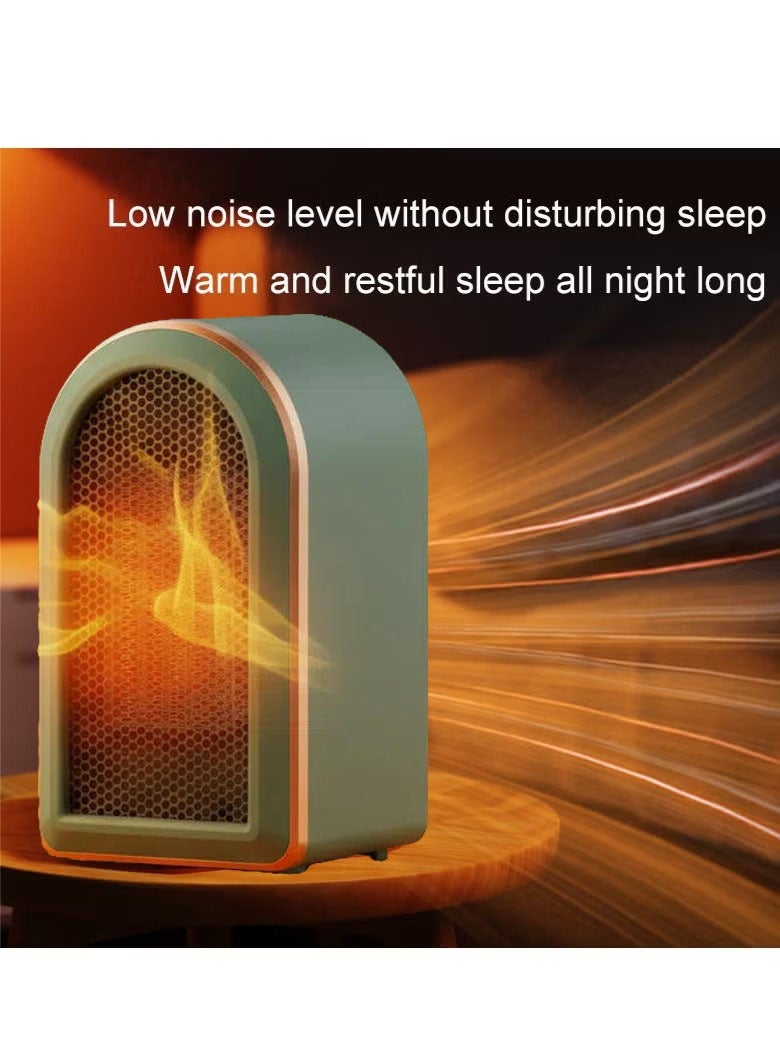 NIBEMINENT سخان مروحة كهربائية، سخان كهربائي، دافئ صغير مدمج، ترموستات تسخين سريع هادئ للغاية سخان آمن صغير للمكتب المنزل الغرفة (أخضر) - Image 5