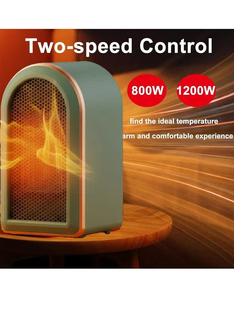 NIBEMINENT سخان مروحة كهربائية، سخان كهربائي، دافئ صغير مدمج، ترموستات تسخين سريع هادئ للغاية سخان آمن صغير للمكتب المنزل الغرفة (أخضر) - Image 3