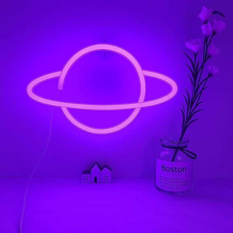 Horoof Home Purple Planet Neon LED Wall Light - Image 2