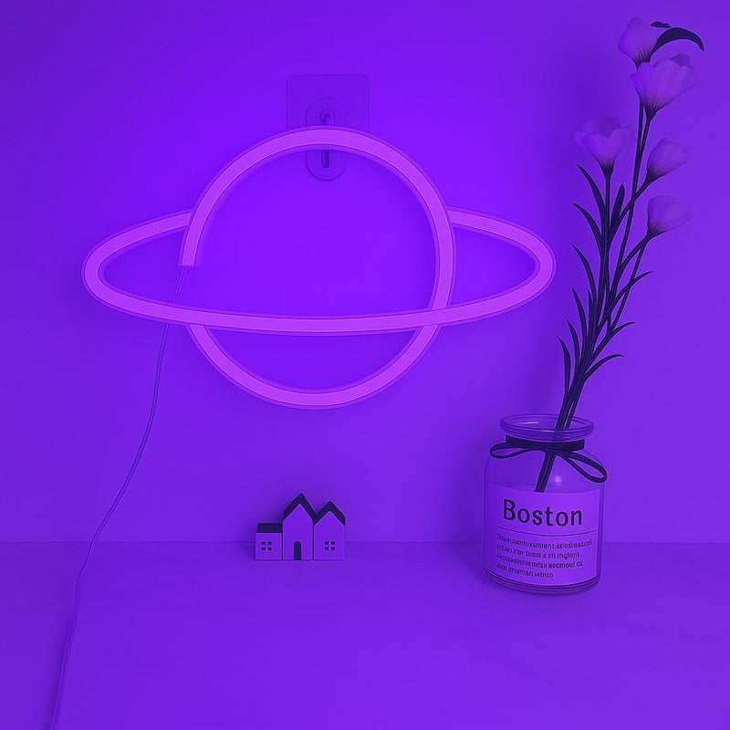 Horoof Home Purple Planet Neon LED Wall Light - Image 1
