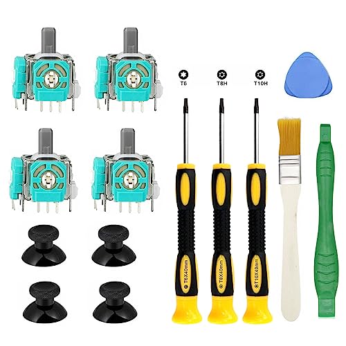 Kinyanco 4PCS Replacement Joystick for Xbox One S/X Controller, Analog Thumbsticks Repair Tool Kit for Stick Drift, Broken, and Loose Joysticks Replacement, T6 T8 T10 Repair Screwdriver Kit for Xbox One S/X - Image 1