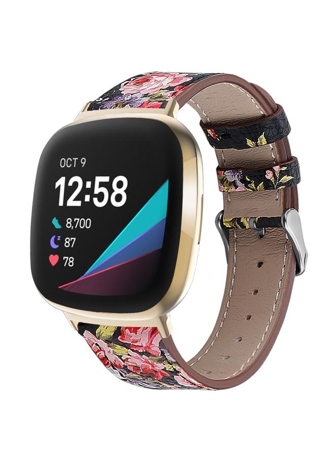 erorex Replacement Band For Fitbit Versa 4 / Sense 2 Round Tail Genuine Leather Watch Band - Image 1