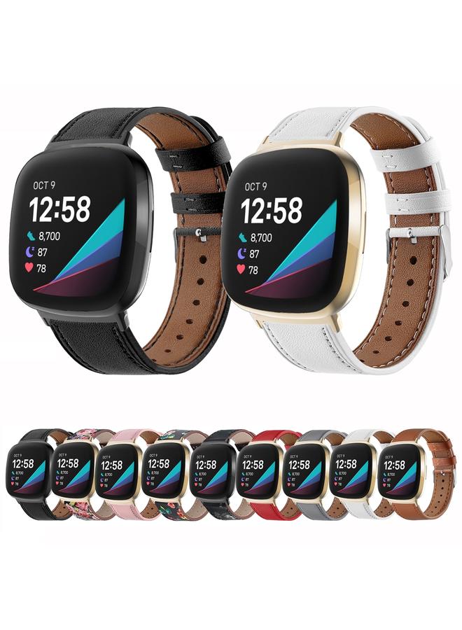 erorex Replacement Band For Fitbit Versa 4 / Sense 2 Round Tail Genuine Leather Watch Band - Image 3