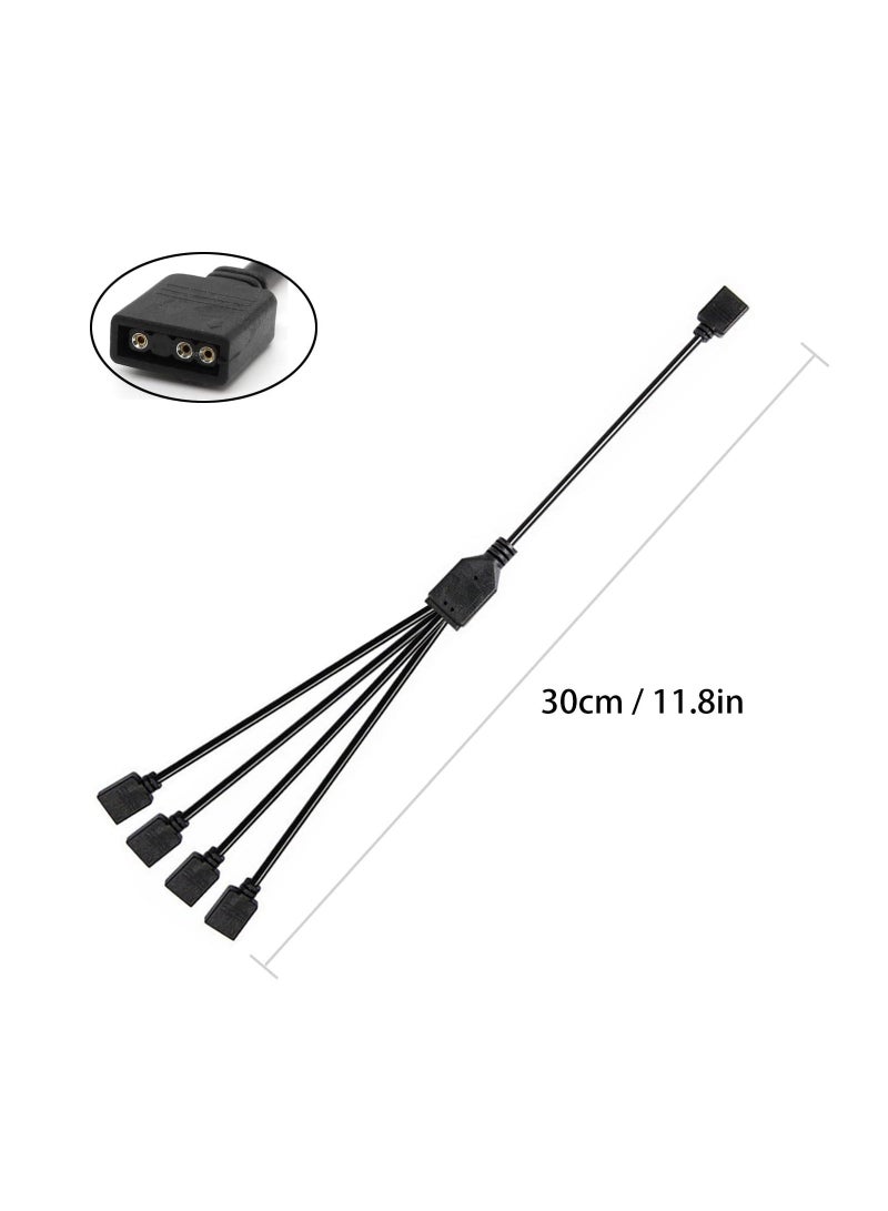 5V 3Pin Addressable RGB 1 to 4 Splitter Cable, Y-Shaped ARGB Fan Connector and Pc Led Strip Extension Cable, Equipped with 8 Male pins, 53ARGB (2 Pack) - Image 3