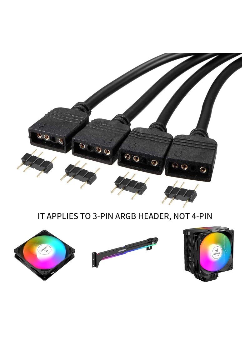 5V 3Pin Addressable RGB 1 to 4 Splitter Cable, Y-Shaped ARGB Fan Connector and Pc Led Strip Extension Cable, Equipped with 8 Male pins, 53ARGB (2 Pack) - Image 5