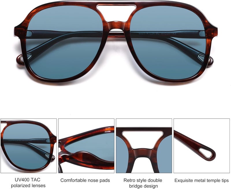 Sojos Retro Polarized Aviator Sunglasses Womens Mens Classic 70s 80s Vintage Trendy Square Aviators SJ2174 - Image 4