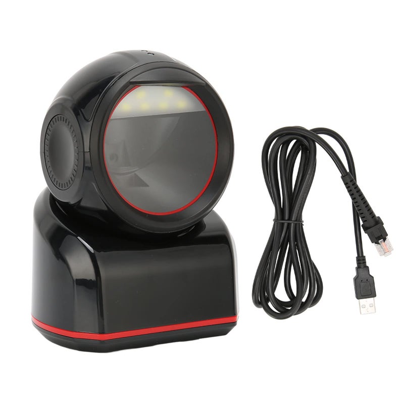 ماسح الباركود متعدد الاتجاهات عبر منفذ USB، قارئ رمز الاستجابة السريعة للمتاجر والسوبرماركت، أسود - Image 2