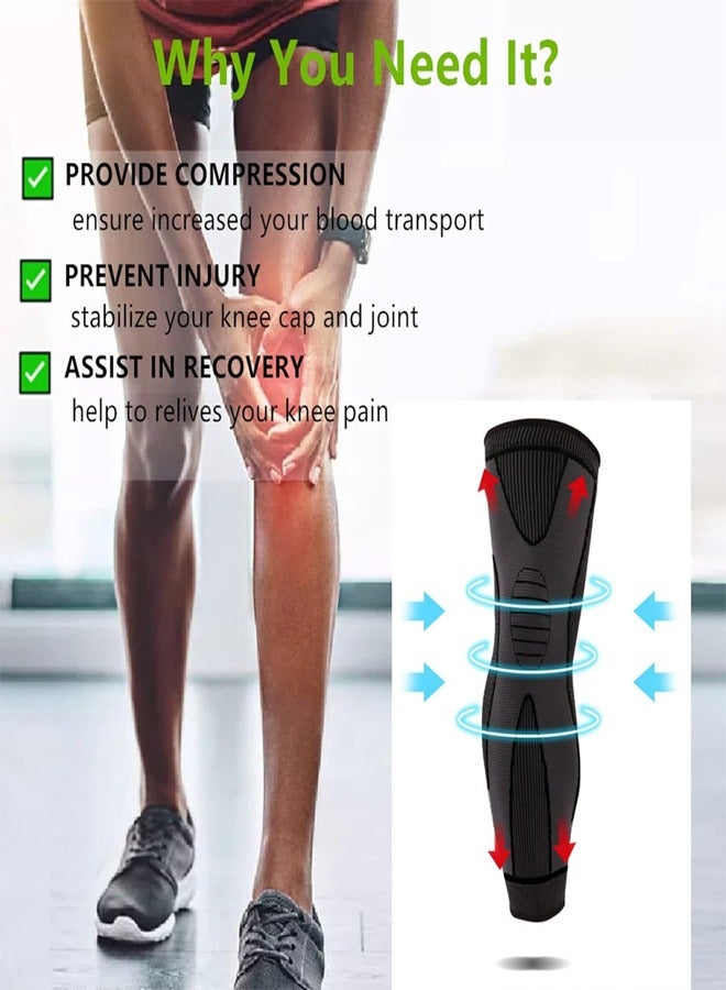 RATSAW Leg Compression Sleeve Full Leg 2 Pack Long Knee Brace for Men Women Knee Support Protector for Running Weightlifting Workout Joint Pain Relief Meniscus Tear Arthritis Tendinitis  - Image 4