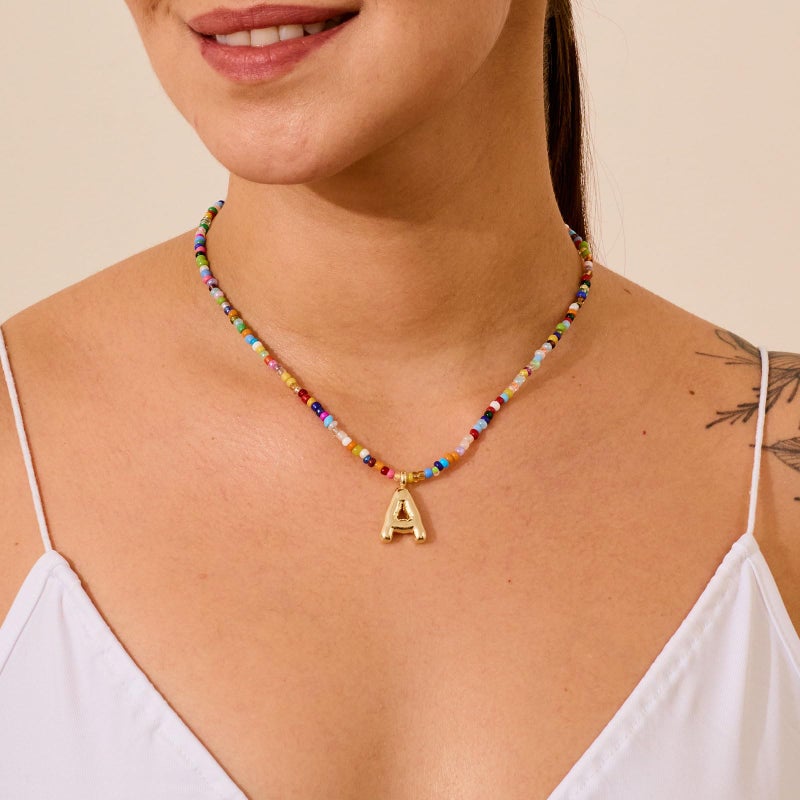 VRIUA Colorful Initial Necklaces for Women â€“ Bubble Letter A Necklace Handmade Beaded Necklace Dainty Initial Necklaces for Girls Kids - Teen Girls Gifts Trendy Jewelry - Image 4
