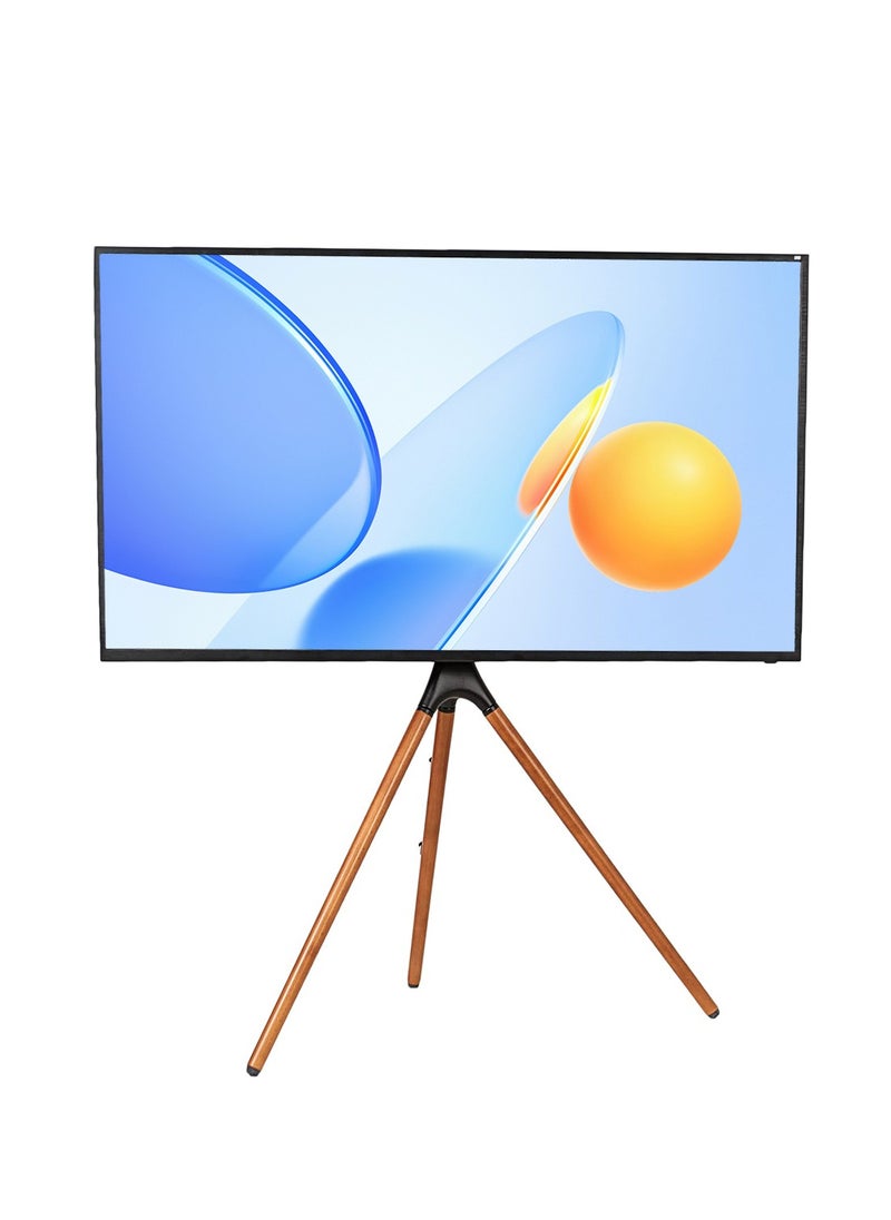 أولد فيلير - حامل فني بشاشة LCD LED مقاس 32 إلى 70 بوصة وحامل عرض أرضي للتلفزيون مع حامل تلفزيون قابل للتعديل وقاعدة دوارة وحامل ثلاثي القوائم أسود وأرجل من خشب الجوز الداكن - Image 1