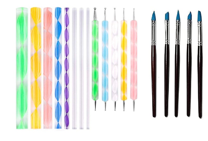 SCHUBERT 18pc Art Mandala Tools Set for Nail Mandala & Dot Painting (Pack of 8 Acrylic Mandala Sticks, 5 Acrylic Dotting Tools & 5 Color Shapers) - Image 1