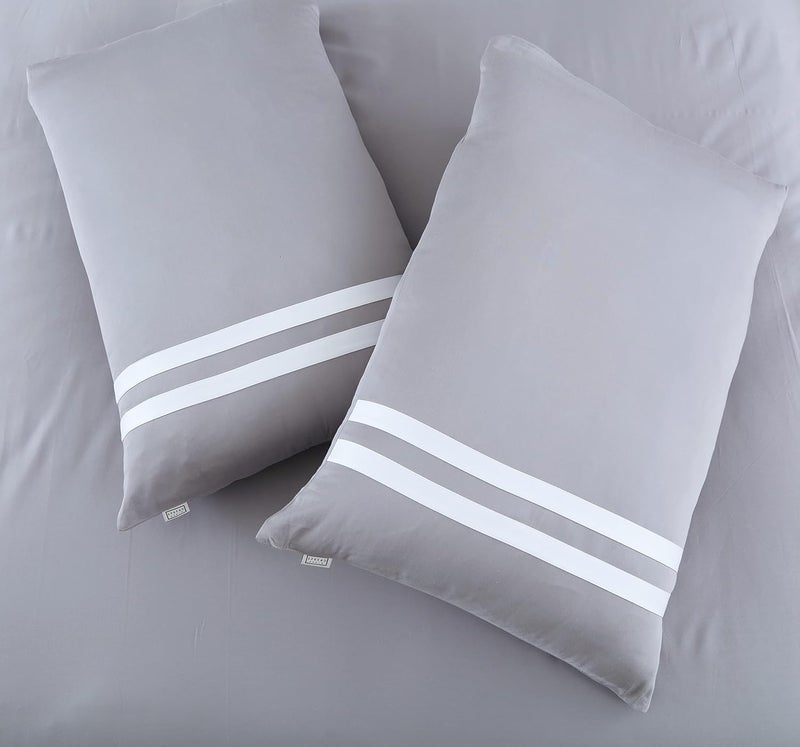 SPREAD SPAIN Spread Spain Botanic Cotton 550 Thread Count King Size Quilt Cover with Corner Loops Openable Zipper 90X108 Steel Grey  - Image 5