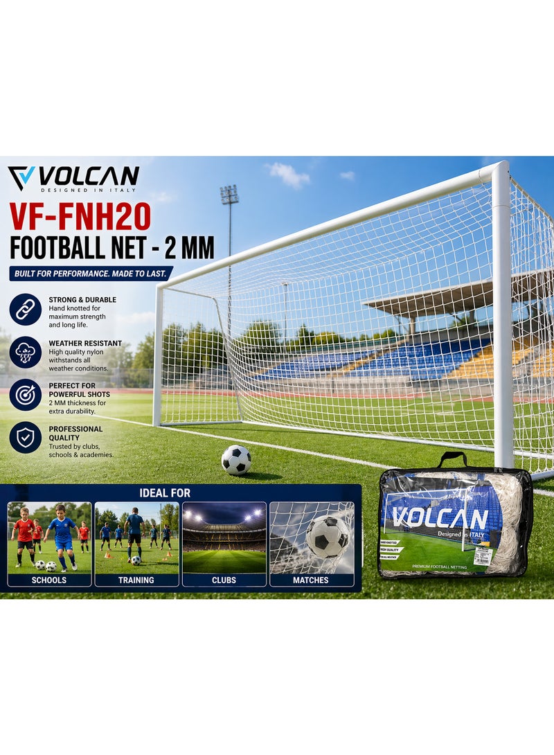 فولكان فيتنس شبكة مرمى كرة القدم فولكان VF-FNH20، سمك 2 مم - شبكة كرة قدم متينة مصنوعة يدويًا من النايلون، أبعادها 7.3 × 2.4 × 1.8 متر - Image 4