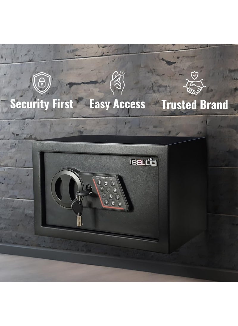 iBELL SL23B Manual Electronic Safe Locker for Personal and Office Use 23L Black Locker with LED Light and Emergency Key Access 12 Months Warranty