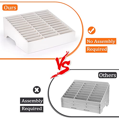 Ozzptuu 36-Grid Wooden Cell Phone Holder Desktop Organizer Storage Box for Classroom Office (White 36-Grid) - Image 4