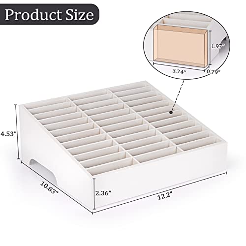 Ozzptuu 36-Grid Wooden Cell Phone Holder Desktop Organizer Storage Box for Classroom Office (White 36-Grid) - Image 2
