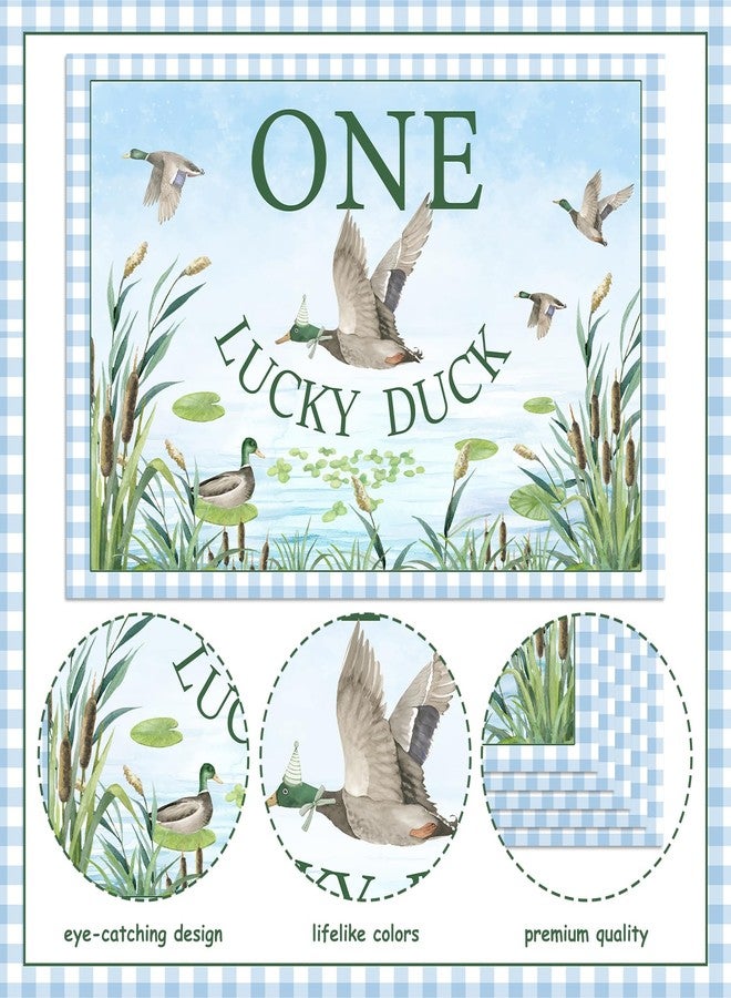 Balterever Duck 1st Birthday Decoration One Lucky Duck Birthday Photo Banner Duck Hunting 1st Bday High Chair Banner Mallard Duck Hunt Bday Backdrop Balloon Cake Topper - Image 5