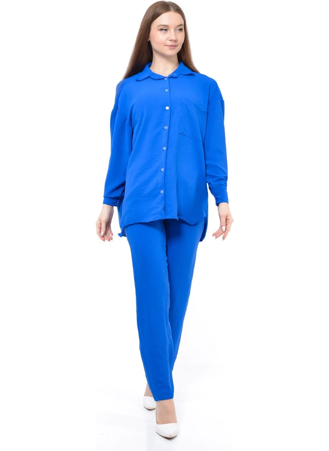 Nuseel Women Aerobin Shirt-Pants Bottom Top Two Piece Set Saxe