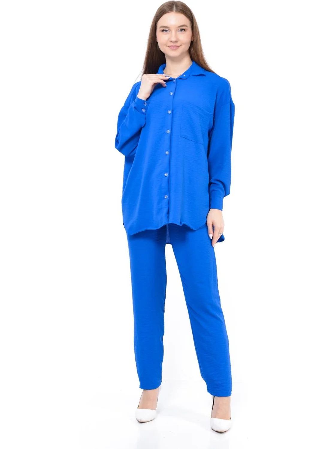 Nuseel Women Aerobin Shirt-Pants Bottom Top Two Piece Set Saxe