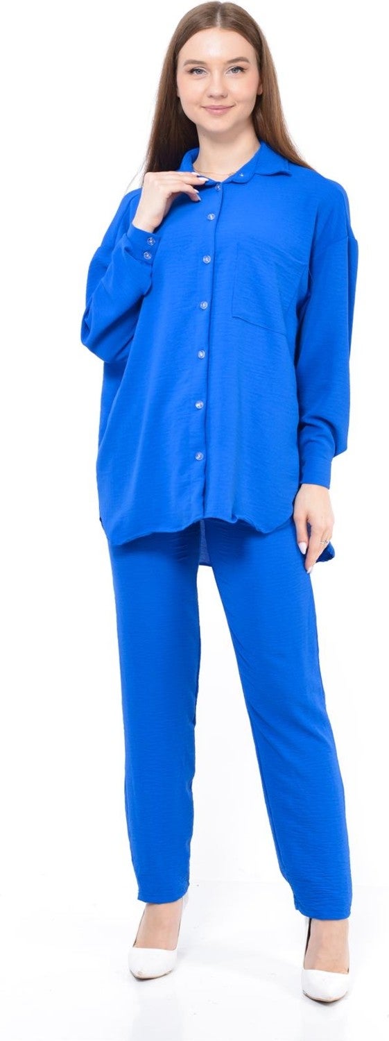 Nuseel Women Aerobin Shirt-Pants Bottom Top Two Piece Set Saxe - Image 1