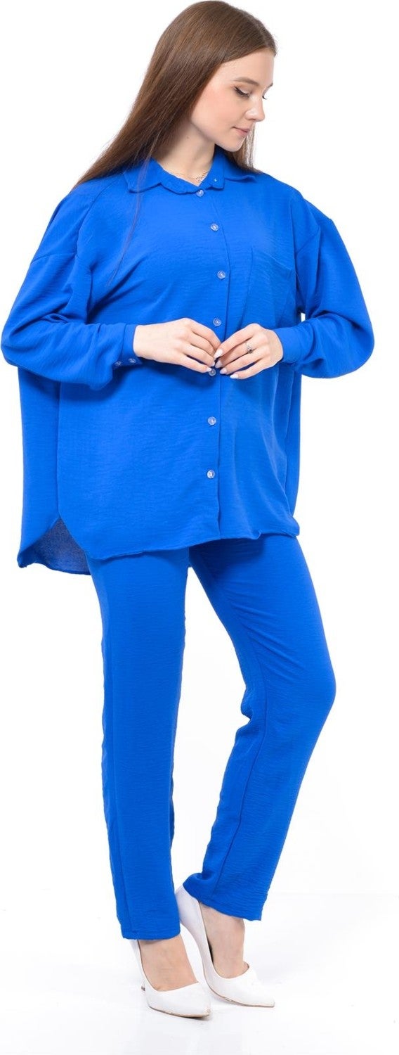 Nuseel Women Aerobin Shirt-Pants Bottom Top Two Piece Set Saxe - Image 4