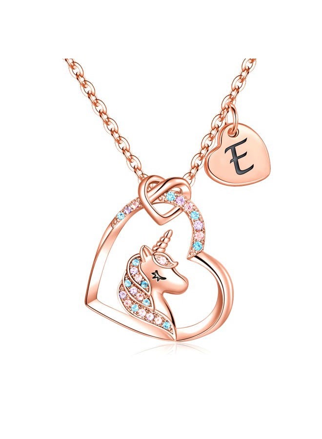 Hidepoo Unicorn Gifts for Girls - Colorful Cubic Zirconia Heart Pendant Necklace 14K Gold/White Gold/Rose Gold Plated, Unicorn Necklace for Girls, Birthday Gifts, Metal, Cubic Zirconia - Image 1
