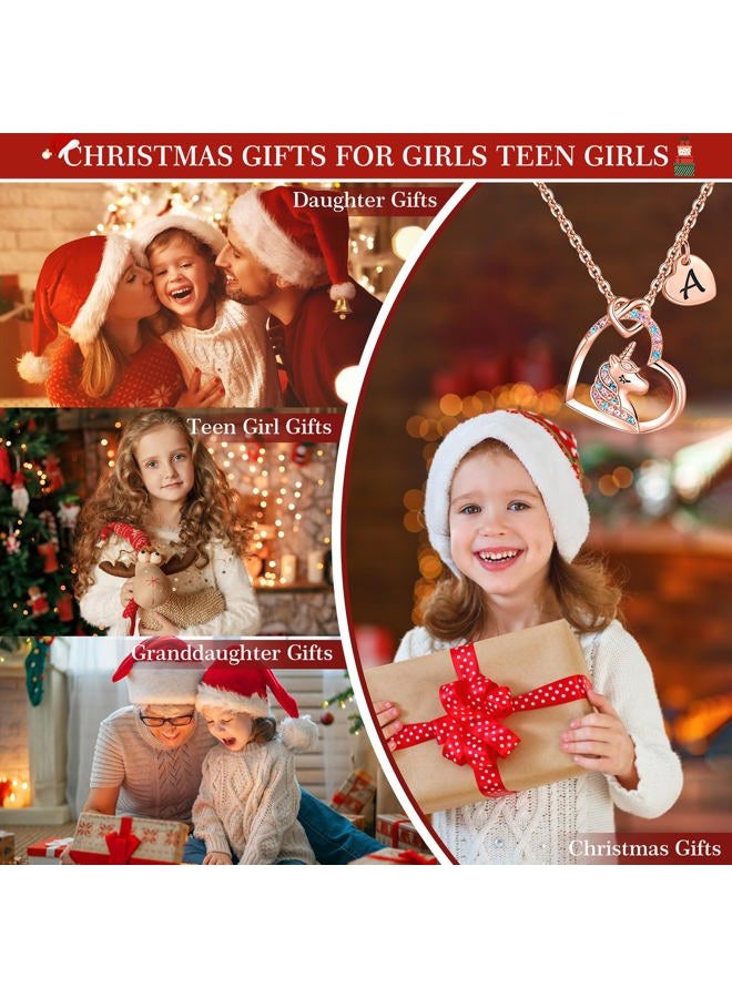 Hidepoo Unicorn Gifts for Girls - Colorful Cubic Zirconia Heart Pendant Necklace 14K Gold/White Gold/Rose Gold Plated, Unicorn Necklace for Girls, Birthday Gifts, Metal, Cubic Zirconia - Image 3