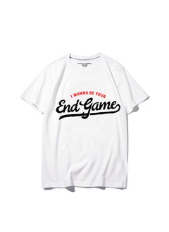 Taylor Swift Tshirt Tour Merchandise Eras Tour Short Sleeve round Neck Loose Fit Youthful Wool Blend Casual Abstract Pattern Tshirt END GAME WHITE
