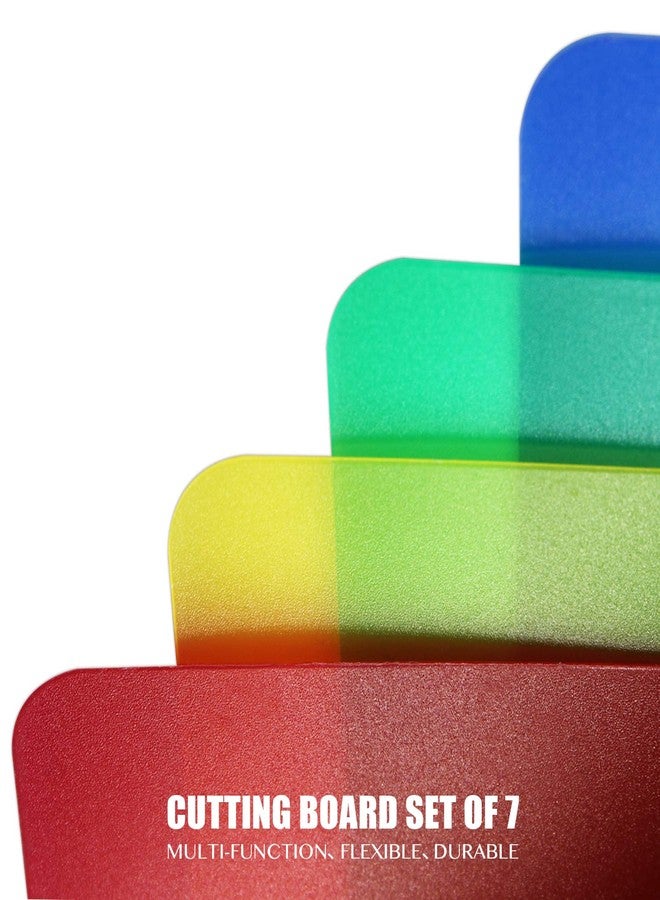 Fotouzy Plastic Cutting Boards for Kitchen, Flexible Cutting Mats Set of 7, BPA-Free, Non-Porous, Dishwasher Safe, 15x12 In, 7 Translucent Colors - Image 5