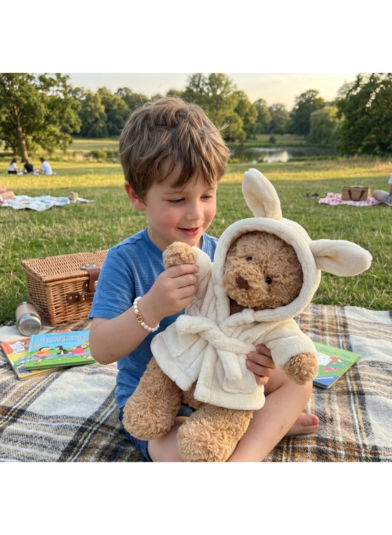AFRIDIAN Plush Teddy Bear with Removable Bathrobe | Soft Stuffed Animal Toy with Hooded Robe | Cute Collectible Plush Gift for Kids & Adults - Image 1