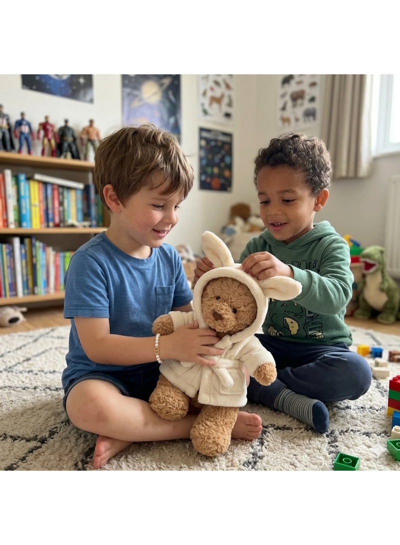 AFRIDIAN Plush Teddy Bear with Removable Bathrobe | Soft Stuffed Animal Toy with Hooded Robe | Cute Collectible Plush Gift for Kids & Adults - Image 2