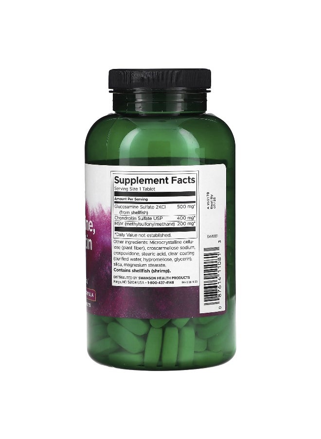 SWANSON Swanson, Glucosamine, Chondroitin & MSM, 240 Tablets  - Image 2
