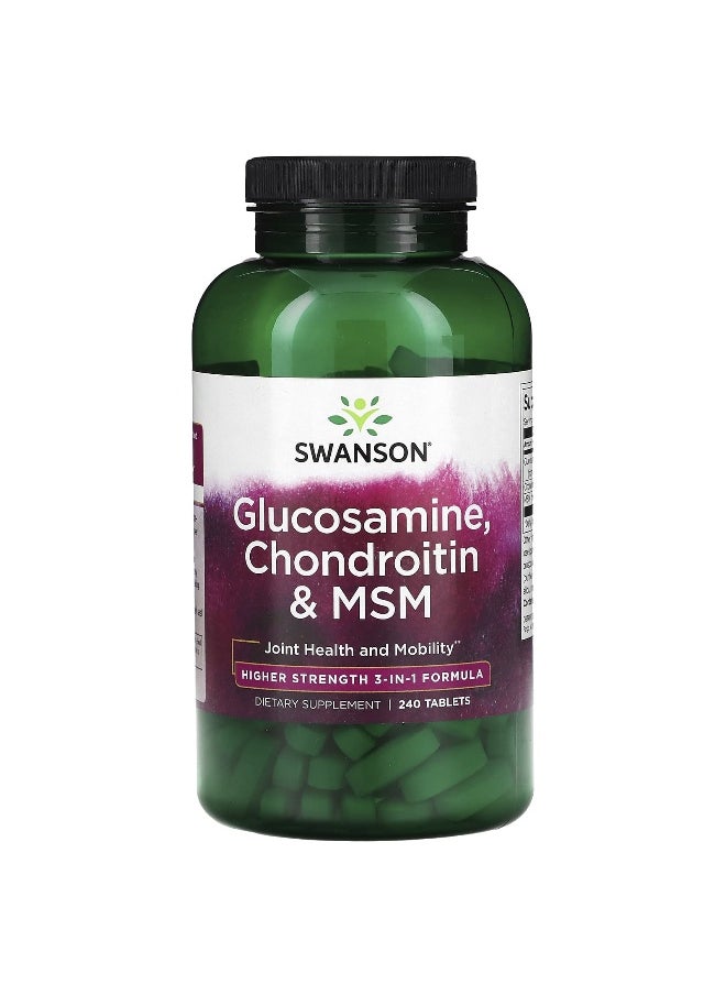 SWANSON Swanson, Glucosamine, Chondroitin & MSM, 240 Tablets  - Image 1