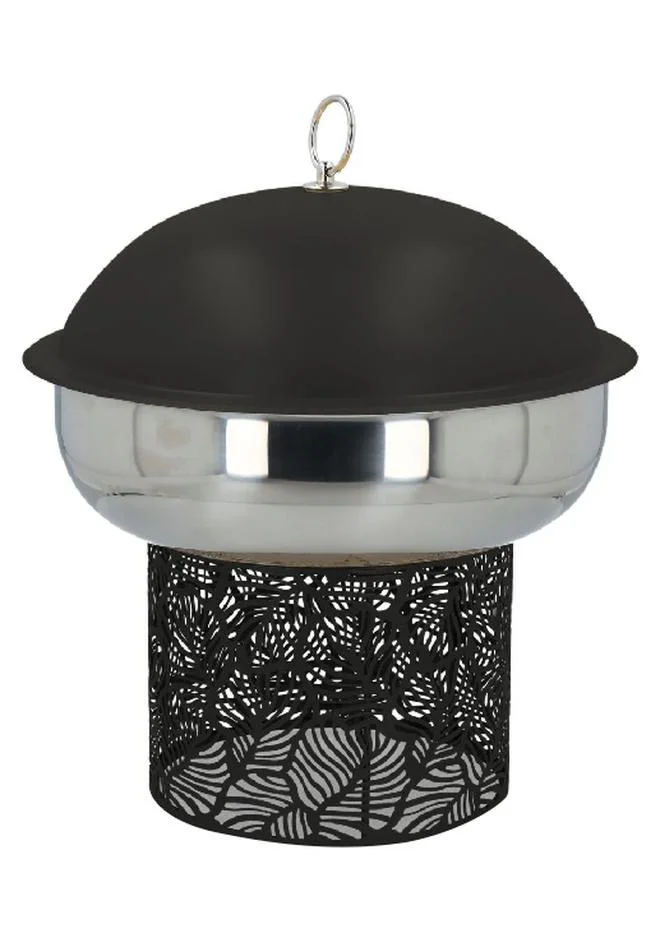 Bien Servi Secure Lid Chafing Food Warmer Dish with Stand Black and Silver 4.5 L DZW-BC045