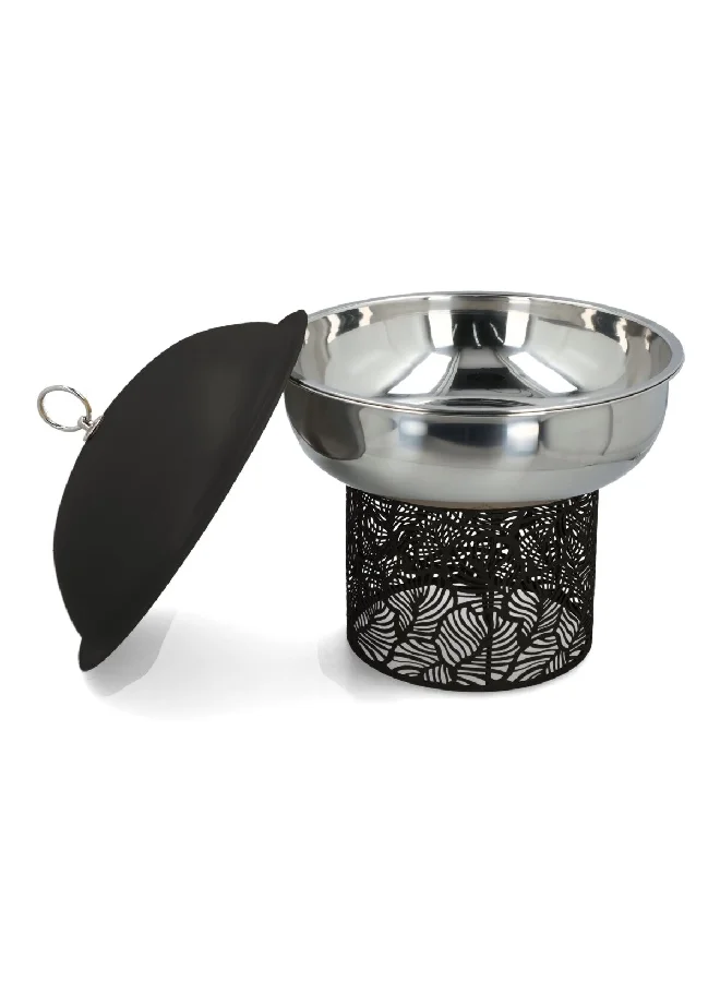 Bien Servi Secure Lid Chafing Food Warmer Dish with Stand Black and Silver 4.5 L DZW-BC045