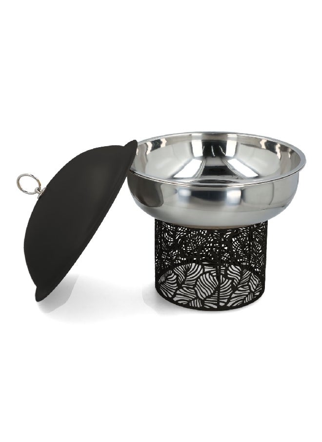 Bien Servi Secure Lid Chafing Food Warmer Dish with Stand Black and Silver 4.5 L DZW-BC045  - Image 2