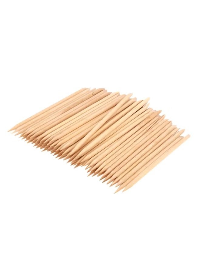 أوريتي 100 قطعة من فن الأظافر عصا خشبية البشرة دفع مزيل البيج - Image 2